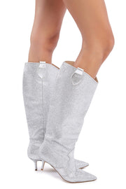 Silver Glitter Heeled Cowboy Boots | Thumbnail 2