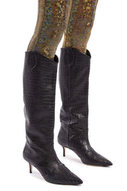Black Crocodile Heeled Cowboy Boots | Thumbnail 2