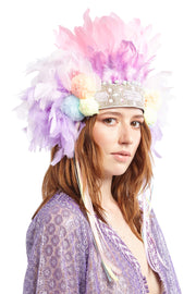Pastel Pink Feather Crown with Pastel Pompoms | Thumbnail 2