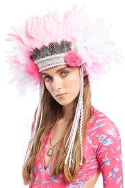 Pink Feather Crown with Hot Pink and Lilac Pompoms | Thumbnail 2