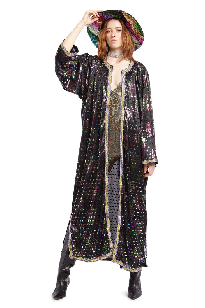 Black Robe with Multicoloured Metallic Dots | Festivalia