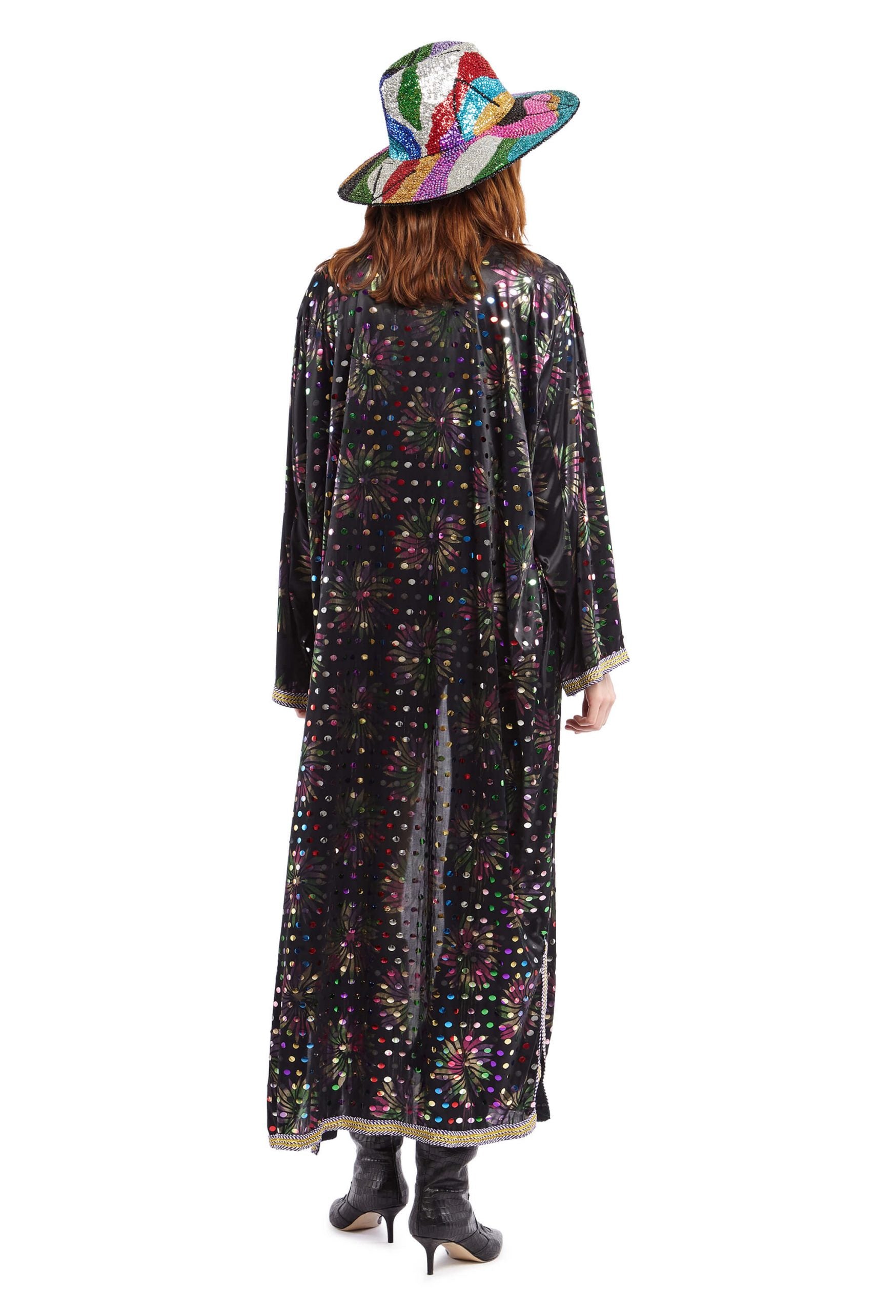 Black Robe with Multicoloured Metallic Dots | Festivalia