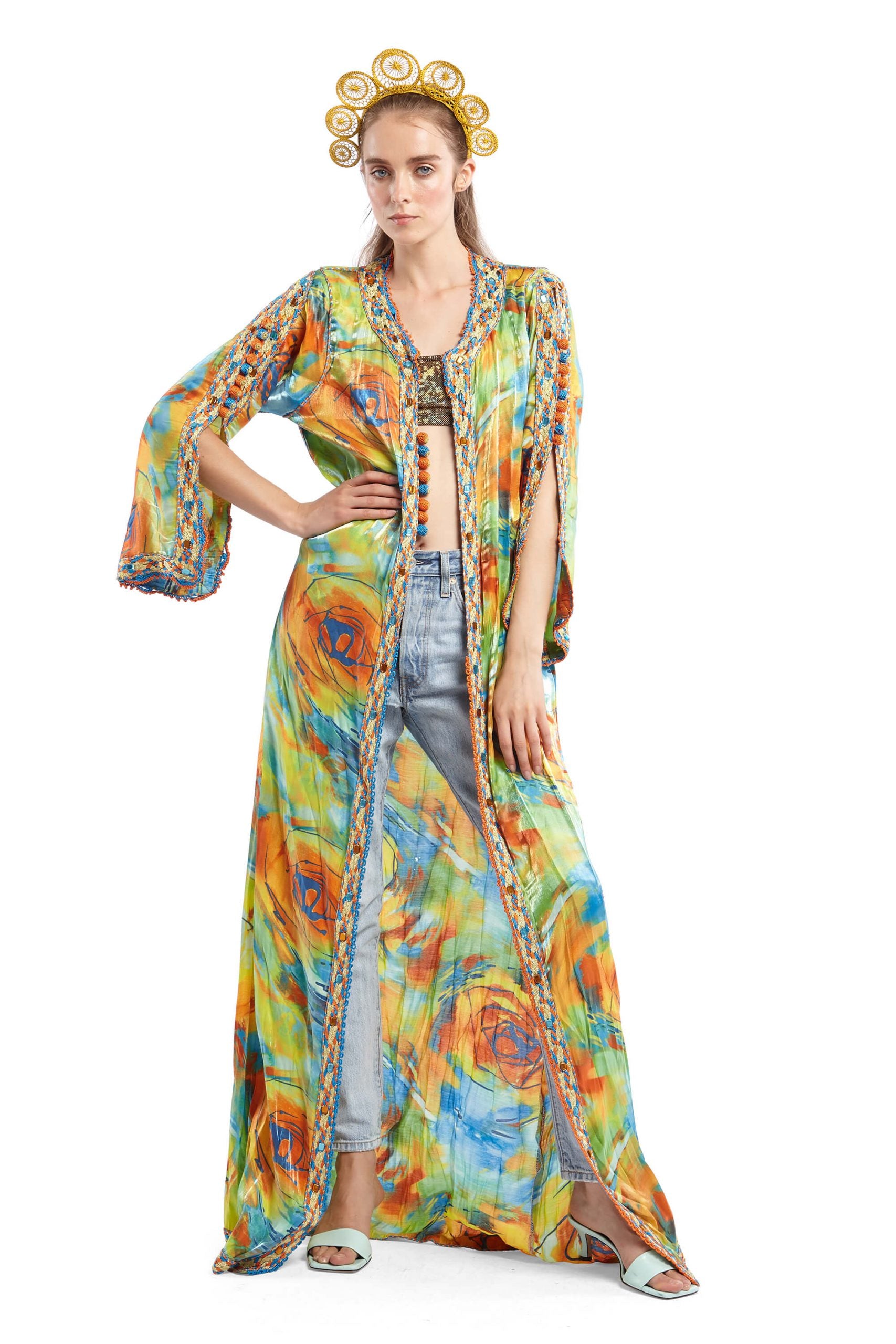 Multicoloured Floral Print Robe | Festivalia