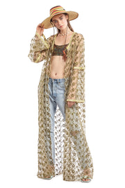 Gold Robe with Floral Applique Embroidery | Thumbnail 1