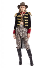 Black Velvet Tailcoat with Red Collar and Gold Taping | Thumbnail 1