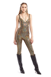 Gold Holographic Strappy Catsuit | Thumbnail 1