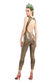 Gold Holographic Catsuit with Black Mesh | Thumbnail 2