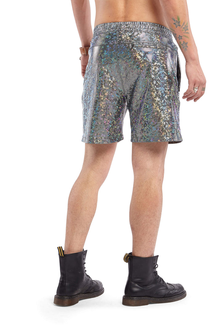 Disco Silver Basketball Shorts | Festivalia