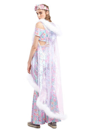 Lilac Iridescent Vest with White Feather Lining | Thumbnail 2