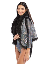 Black Faux Fur Gilet | Thumbnail 2