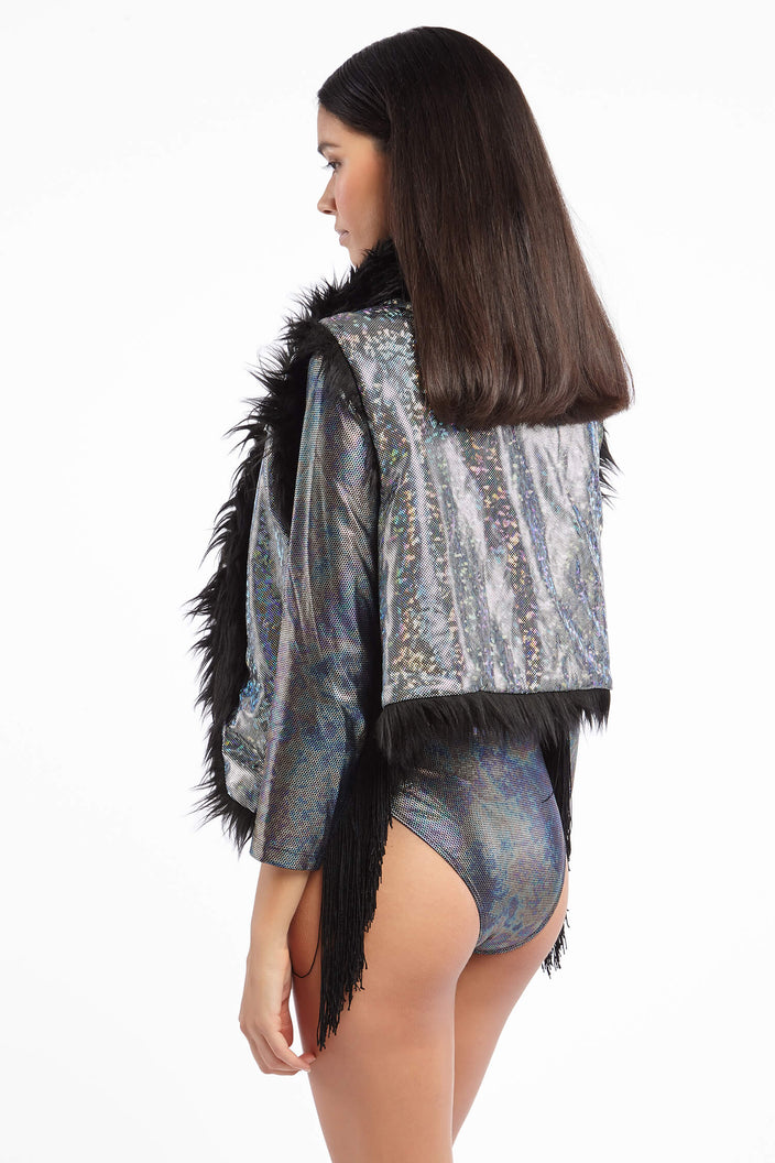 Black Faux Fur Gilet | Festivalia