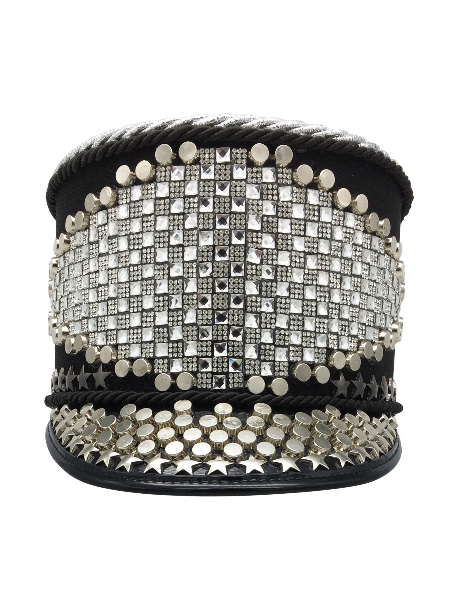 Mazu Black Embellished Military Style Hat | Festivalia