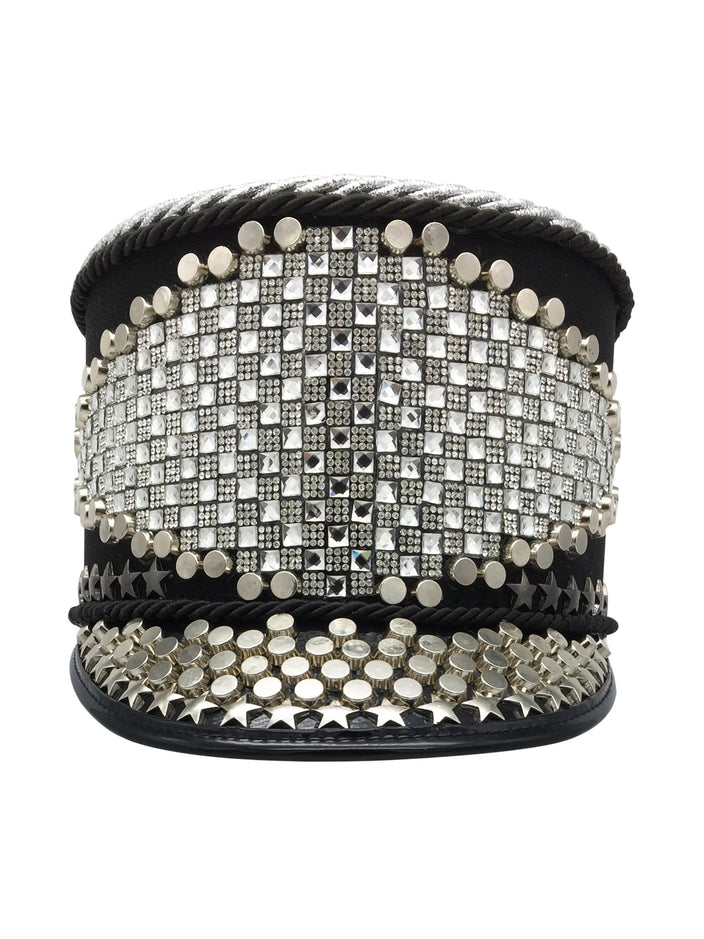 Mazu Black Embellished Military Style Hat | Festivalia